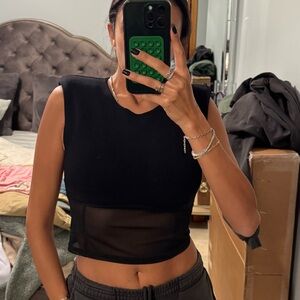 zara Black Sheer Panel Sleeveless Top w shoulder pads
worn once
size s